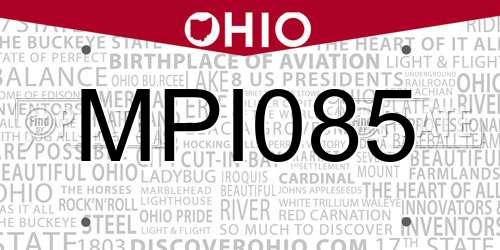 MPI085 Ohio License Plate