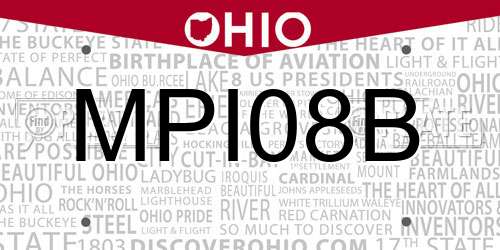 MPI08B Ohio License Plate