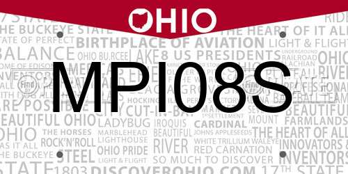 MPI08S Ohio License Plate