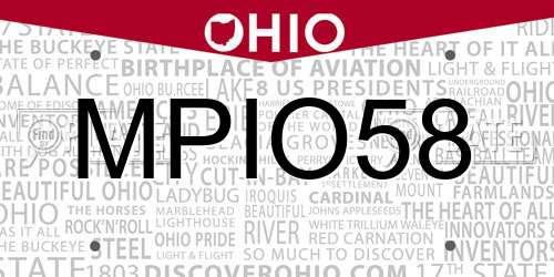 MPIO58 Ohio License Plate