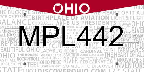 MPL442 Ohio License Plate