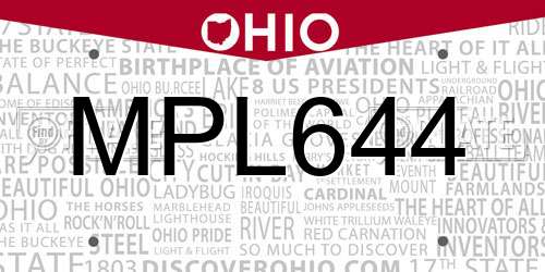 MPL644 Ohio License Plate