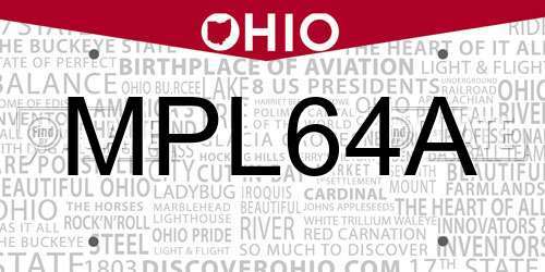 MPL64A Ohio License Plate