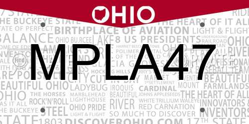 MPLA47 Ohio License Plate