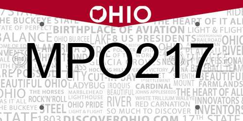 MPO217 Ohio License Plate