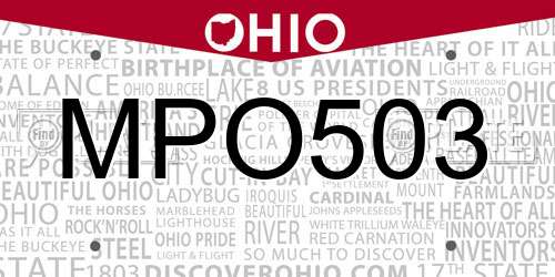 MPO503 Ohio License Plate