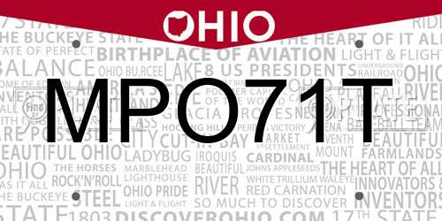MPO71T Ohio License Plate