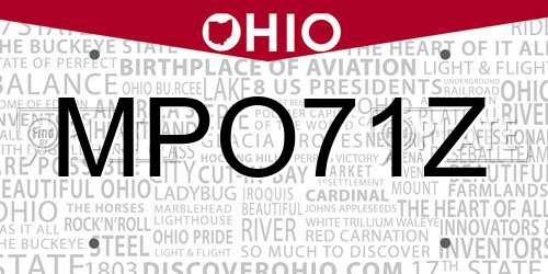 MPO71Z Ohio License Plate