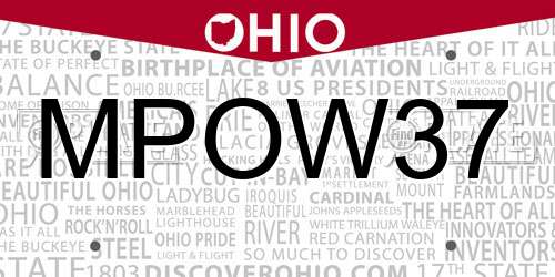 MPOW37 Ohio License Plate