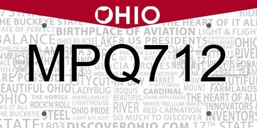 MPQ712 Ohio License Plate