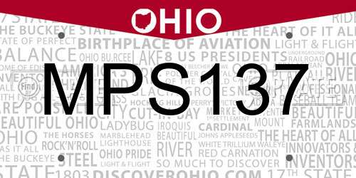 MPS137 Ohio License Plate