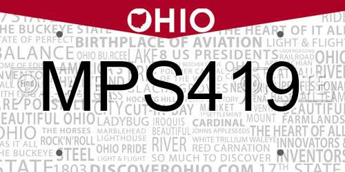MPS419 Ohio License Plate