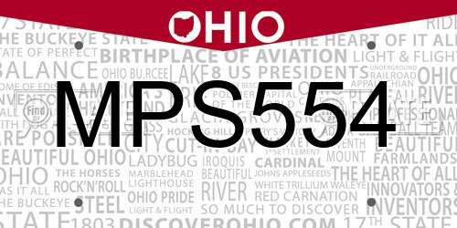 MPS554 Ohio License Plate