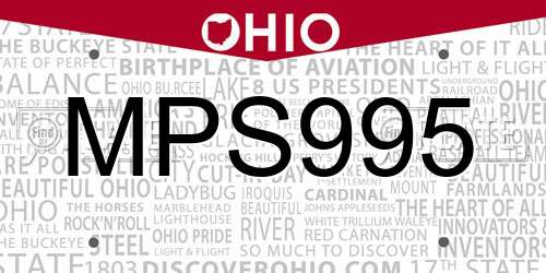 MPS995 Ohio License Plate