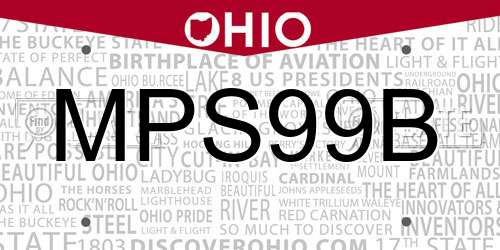 MPS99B Ohio License Plate