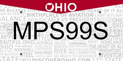 MPS99S Ohio License Plate