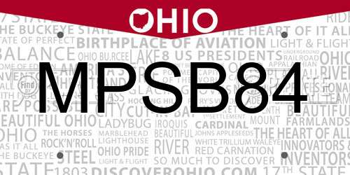 MPSB84 Ohio License Plate