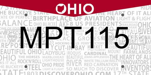 MPT115 Ohio License Plate