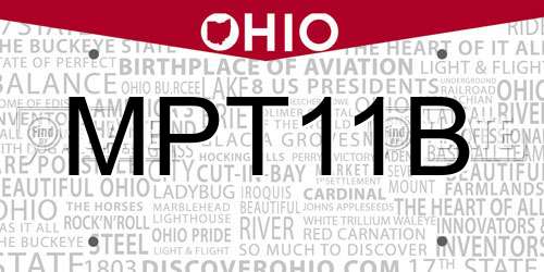 MPT11B Ohio License Plate