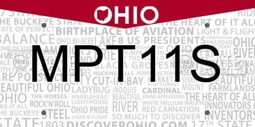 MPT11S Ohio License Plate