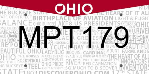 MPT179 Ohio License Plate