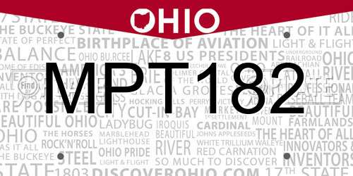 MPT182 Ohio License Plate