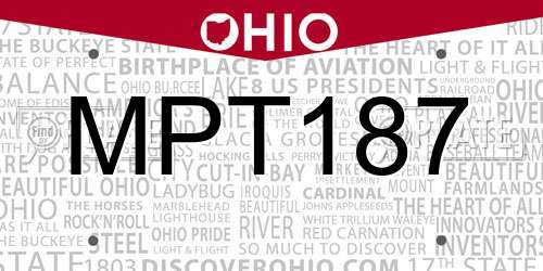 MPT187 Ohio License Plate