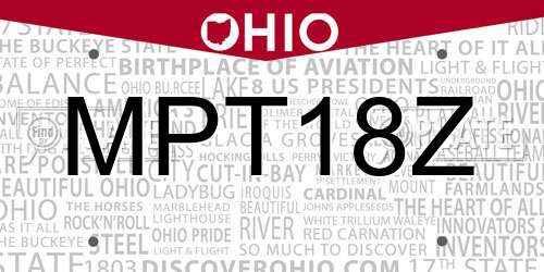 MPT18Z Ohio License Plate