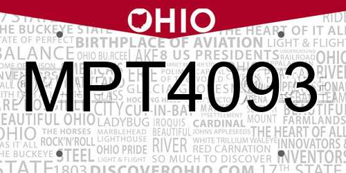 MPT4093 Ohio License Plate