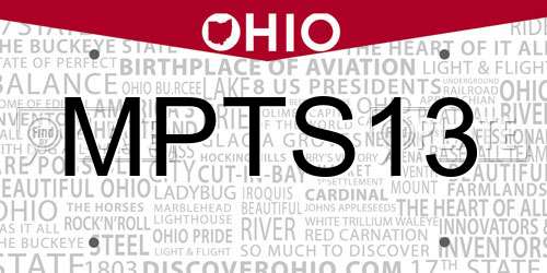 MPTS13 Ohio License Plate