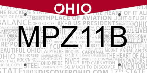 MPZ11B Ohio License Plate