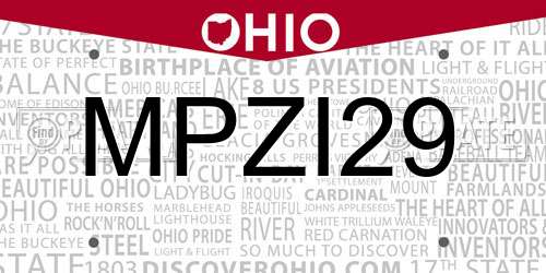 MPZI29 Ohio License Plate