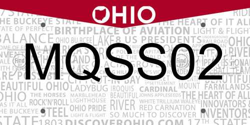 MQSS02 Ohio License Plate