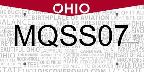 MQSS07 Ohio License Plate
