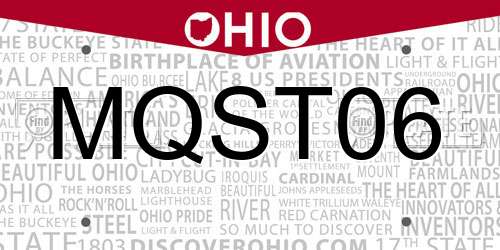 MQST06 Ohio License Plate
