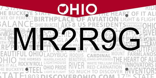 MR2R9G Ohio License Plate