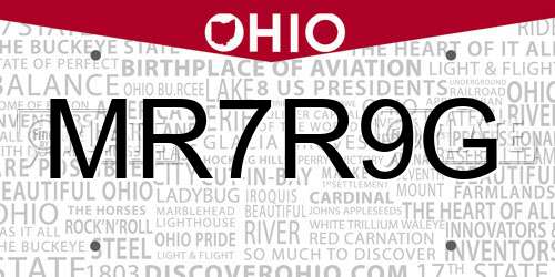 MR7R9G Ohio License Plate
