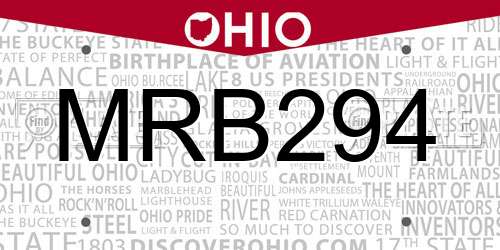 MRB294 Ohio License Plate