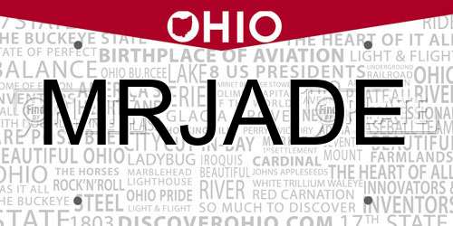 MRJADE Ohio License Plate
