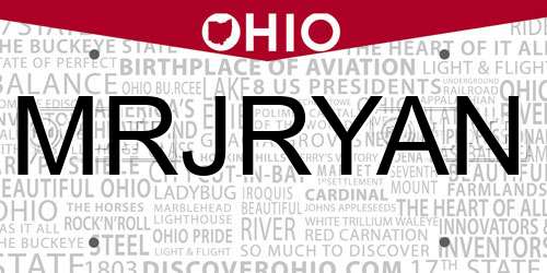 MRJRYAN Ohio License Plate