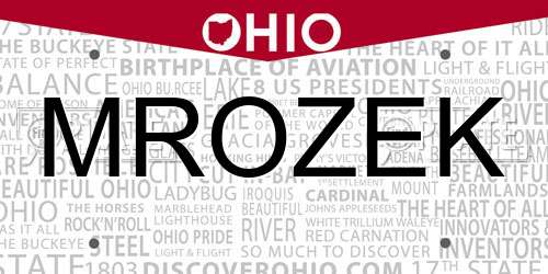 MROZEK Ohio License Plate