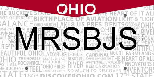 MRSBJS Ohio License Plate