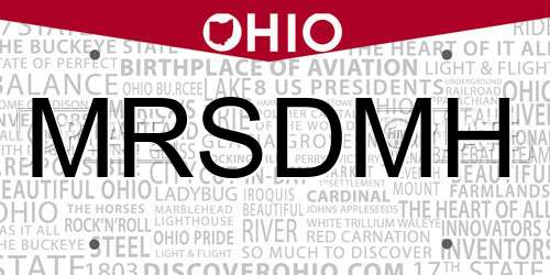 MRSDMH Ohio License Plate