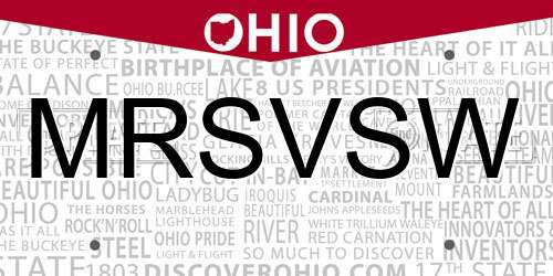 MRSVSW Ohio License Plate