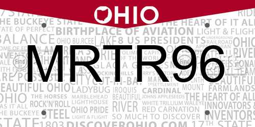 MRTR96 Ohio License Plate