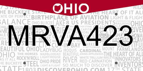 MRVA423 Ohio License Plate