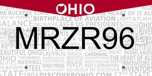 MRZR96 Ohio License Plate