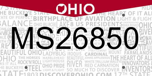 MS26850 Ohio License Plate