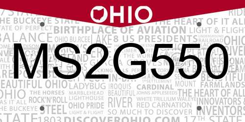 MS2G550 Ohio License Plate