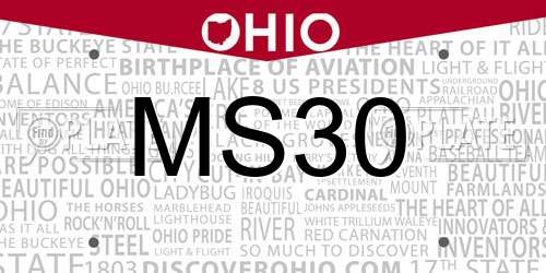 MS30 Ohio License Plate